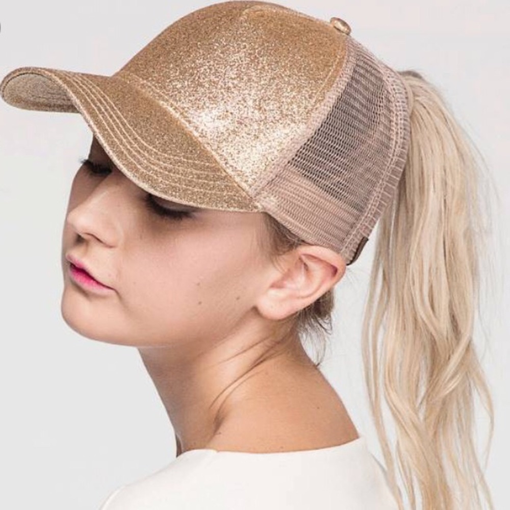 Glitter ponytail baseball cap
